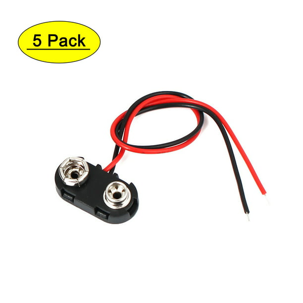 10pcs T-type Snap on 9V Block Battery Clip Buckle Connector w/ 15cm Cable Lead 